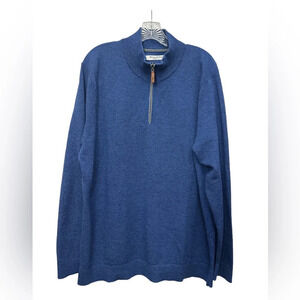 Tommy Bahama Coolside IslandZone Half Zip Sweater Mens XL Blue Quarter Zip Knit